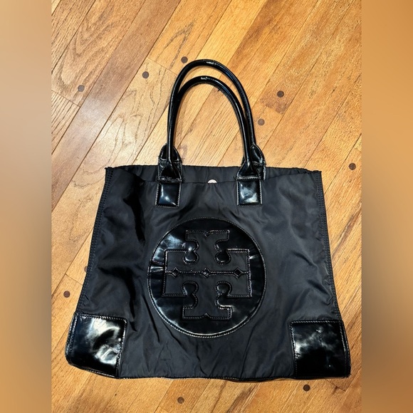 Tory Burch Black Nylon Tote with Logo - Picture 1 of 6